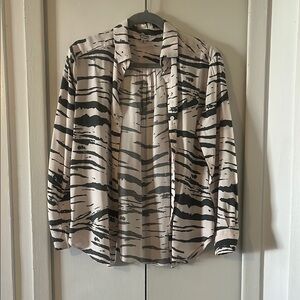 Army green and cream Zebra Print Blouse